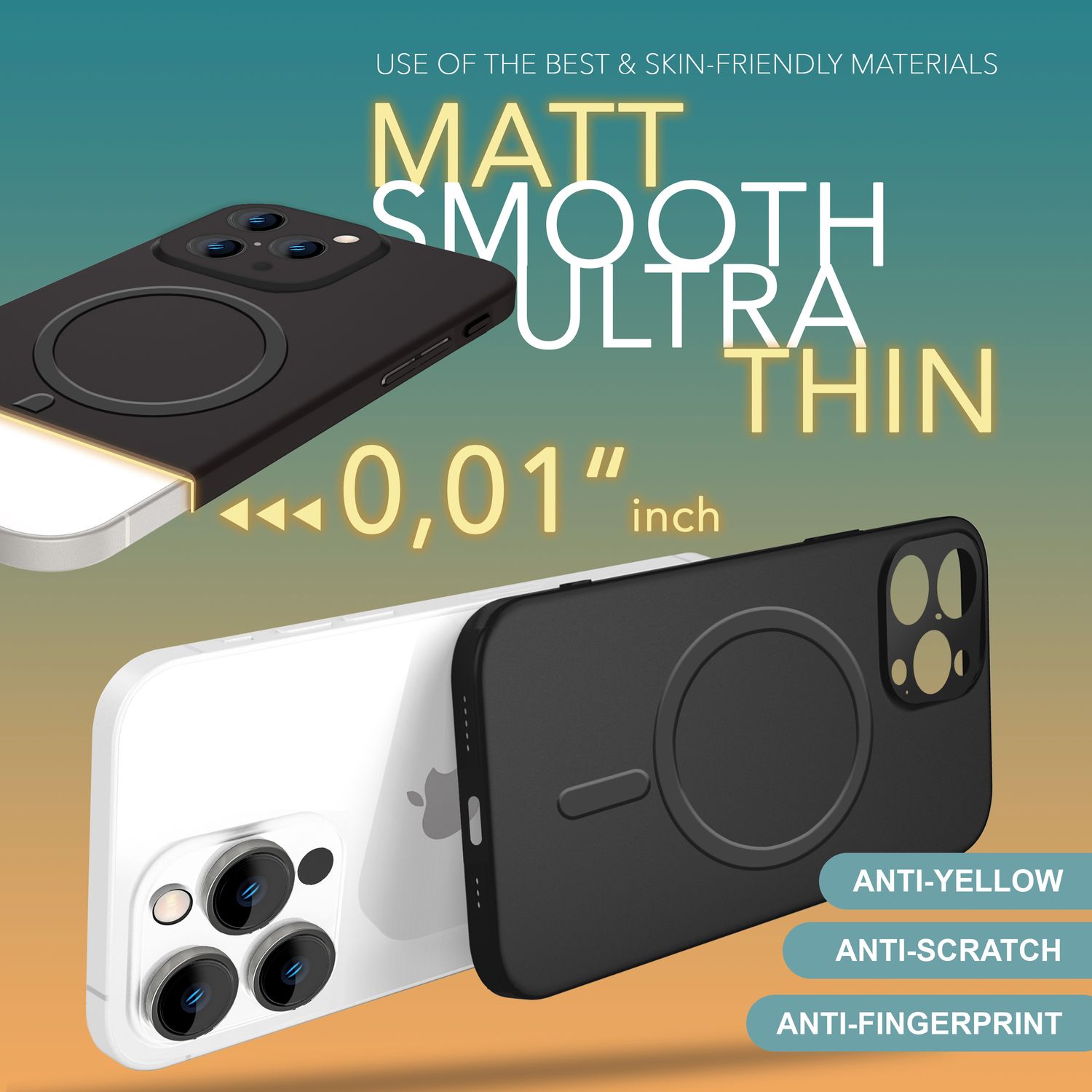 NALIA Extrem Dünne MagSafe Hülle für iPhone 16 Pro Max, 0,3mm Ultra Schlanke Schutzhülle, Handyhülle Schwarz NALIA SlimFit Hülle