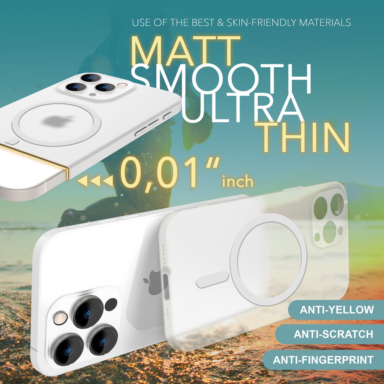 NALIA Extrem Dünne MagSafe Hülle für iPhone 16 Pro Max, 0,3mm Ultra Schlanke Schutzhülle, Handyhülle Weiß Transparent NALIA SlimFit Hülle