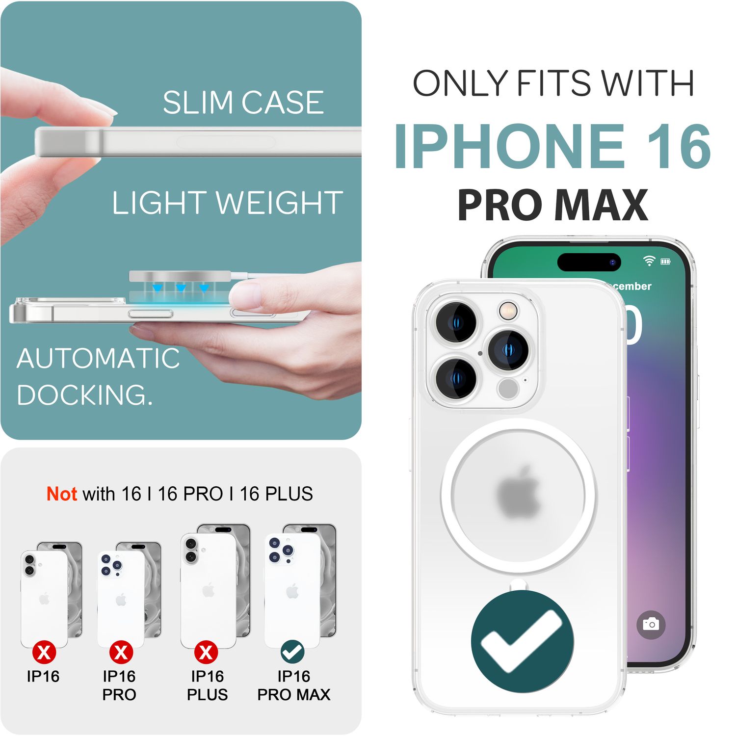 NALIA Extrem Dünne MagSafe Hülle für iPhone 16 Pro Max, 0,3mm Ultra Schlanke Schutzhülle, Handyhülle Weiß Transparent NALIA SlimFit Hülle