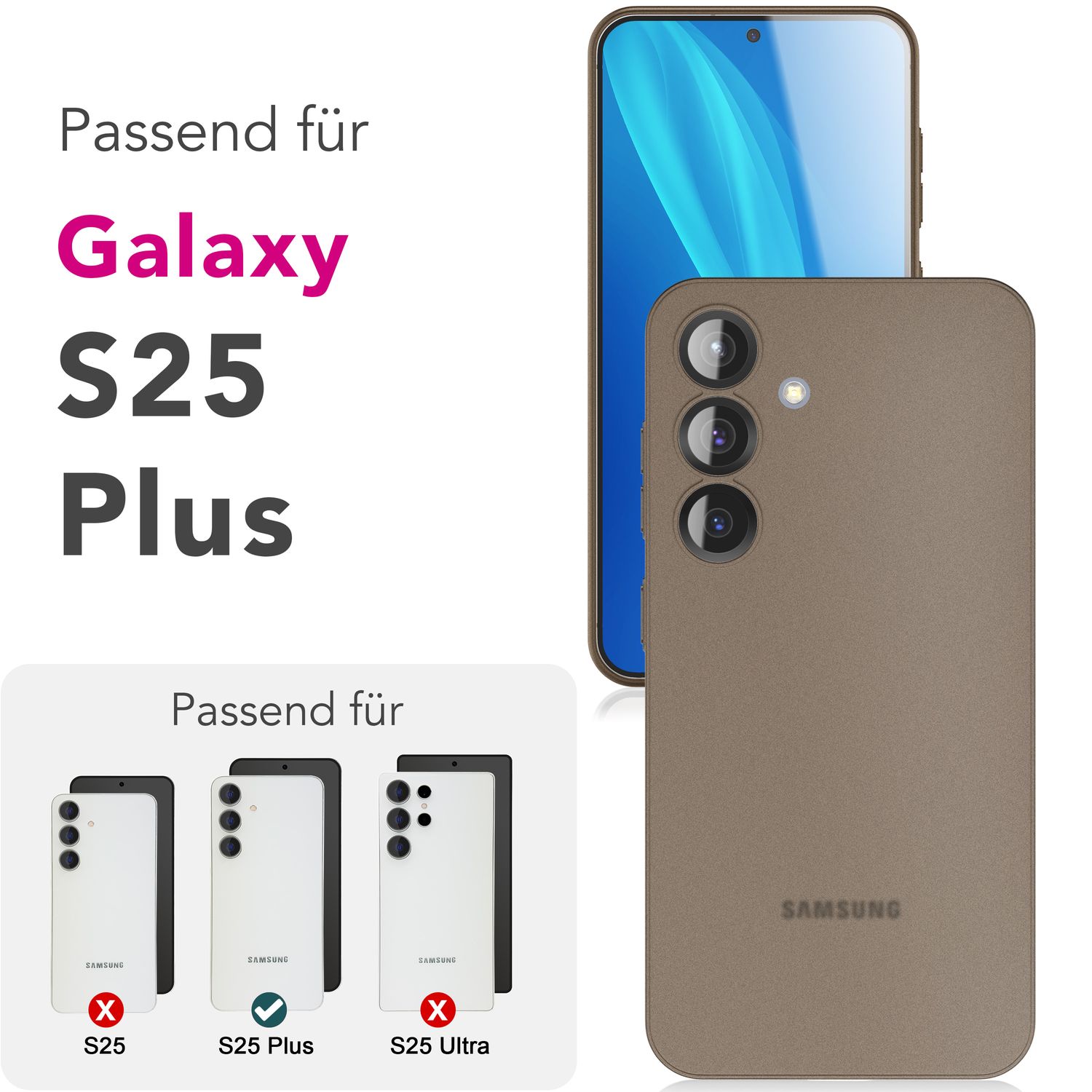 NALIA Phantom für Samsung Galaxy S25 Plus Hülle, Extrem Dünne 0,3mm Schutzhülle, Ultra-Slim Hardcover, Mattierte Handyhülle, Federleicht und Anti-Fingerabdruck