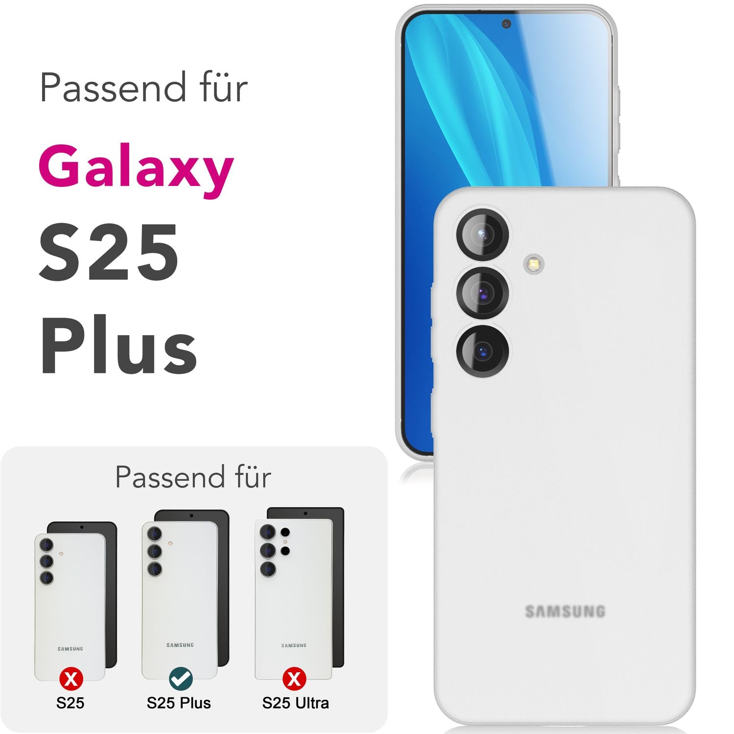 NALIA Phantom für Samsung Galaxy S25 Plus Hülle, Extrem Dünne 0,3mm Schutzhülle, Ultra-Slim Hardcover, Mattierte Handyhülle, Federleicht und Anti-Fingerabdruck