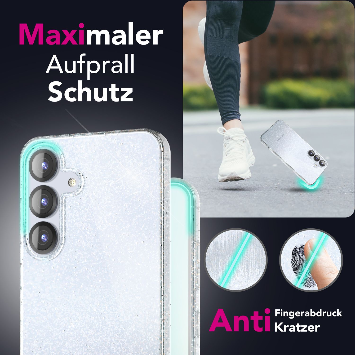 NALIA Dazzlin für Samsung Galaxy S25 Hülle, Glitzer Diamant Schutzhülle, Transparente Silikon Handyhülle mit Glitzerpartikeln, Klare Anti-Gelb Glitzerhülle, Glamour Glitter Cover