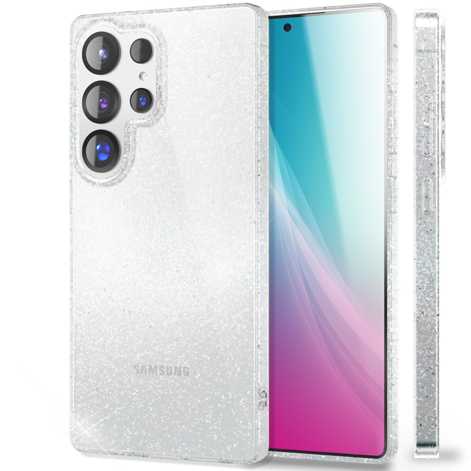 NALIA Dazzlin für Samsung Galaxy S25 Ultra Hülle, Funkelnde Transparente Glitzerhülle, Klare Anti-Gelb Schutzhülle mit Glitzer Pailletten, Durchsichtige Silikon Glitter Handyhülle