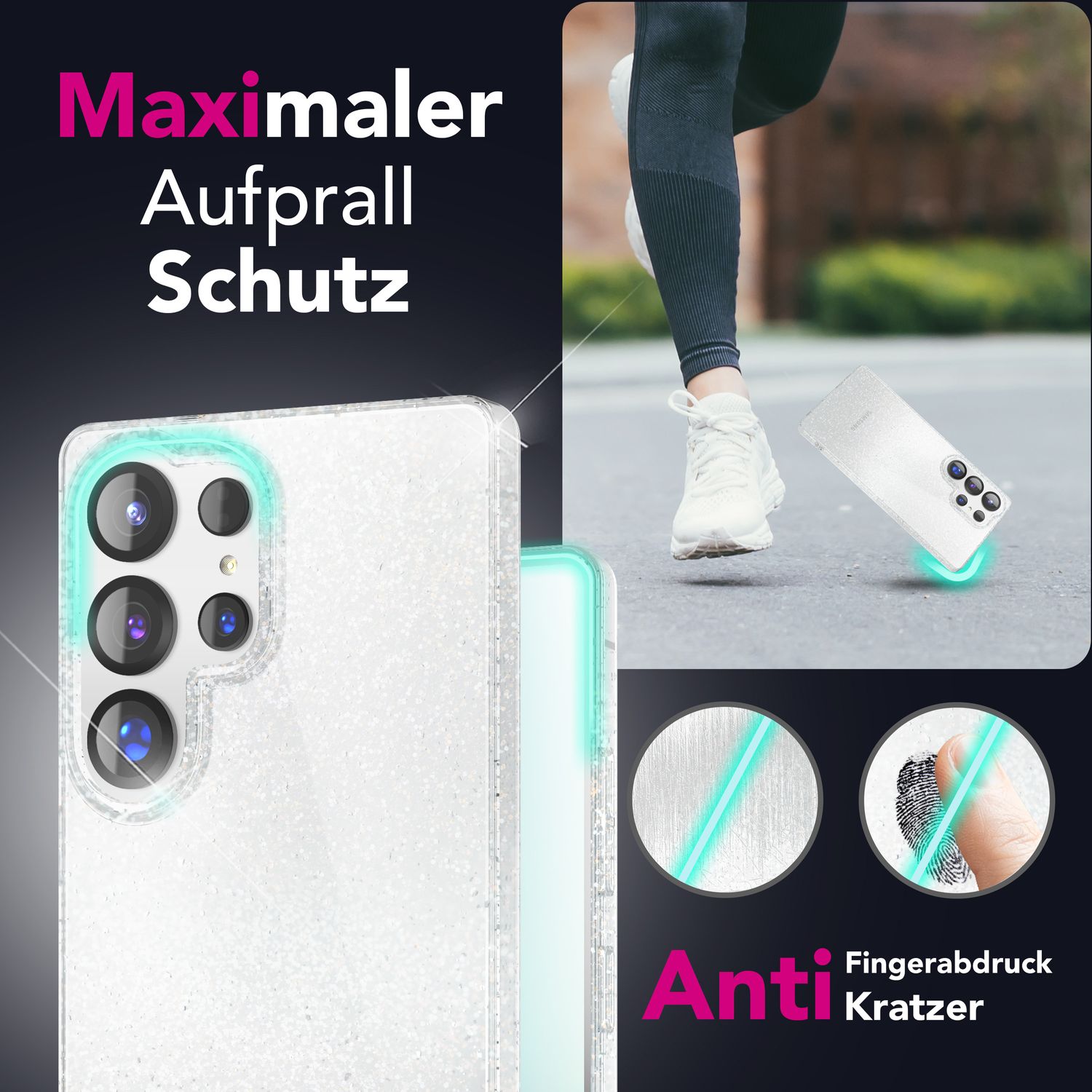 NALIA Dazzlin für Samsung Galaxy S25 Ultra Hülle, Funkelnde Transparente Glitzerhülle, Klare Anti-Gelb Schutzhülle mit Glitzer Pailletten, Durchsichtige Silikon Glitter Handyhülle Default Title NALIA Transparente Hülle