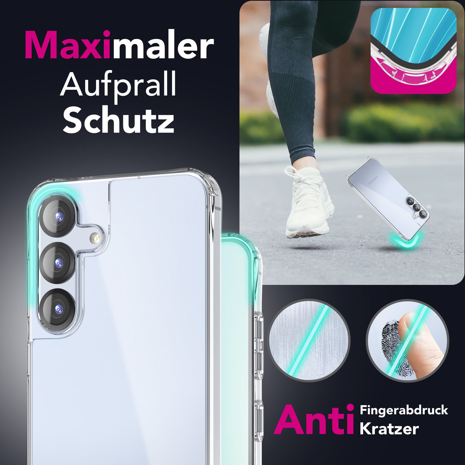 NALIA Hangit für Samsung Galaxy S25 Plus Hülle, Transparente Umhängehülle mit Verstellbarer Handykette, Harte Crossbody Schutzhülle, Klare Handyhülle mit Band Mondweiß NALIA Transparente Hülle