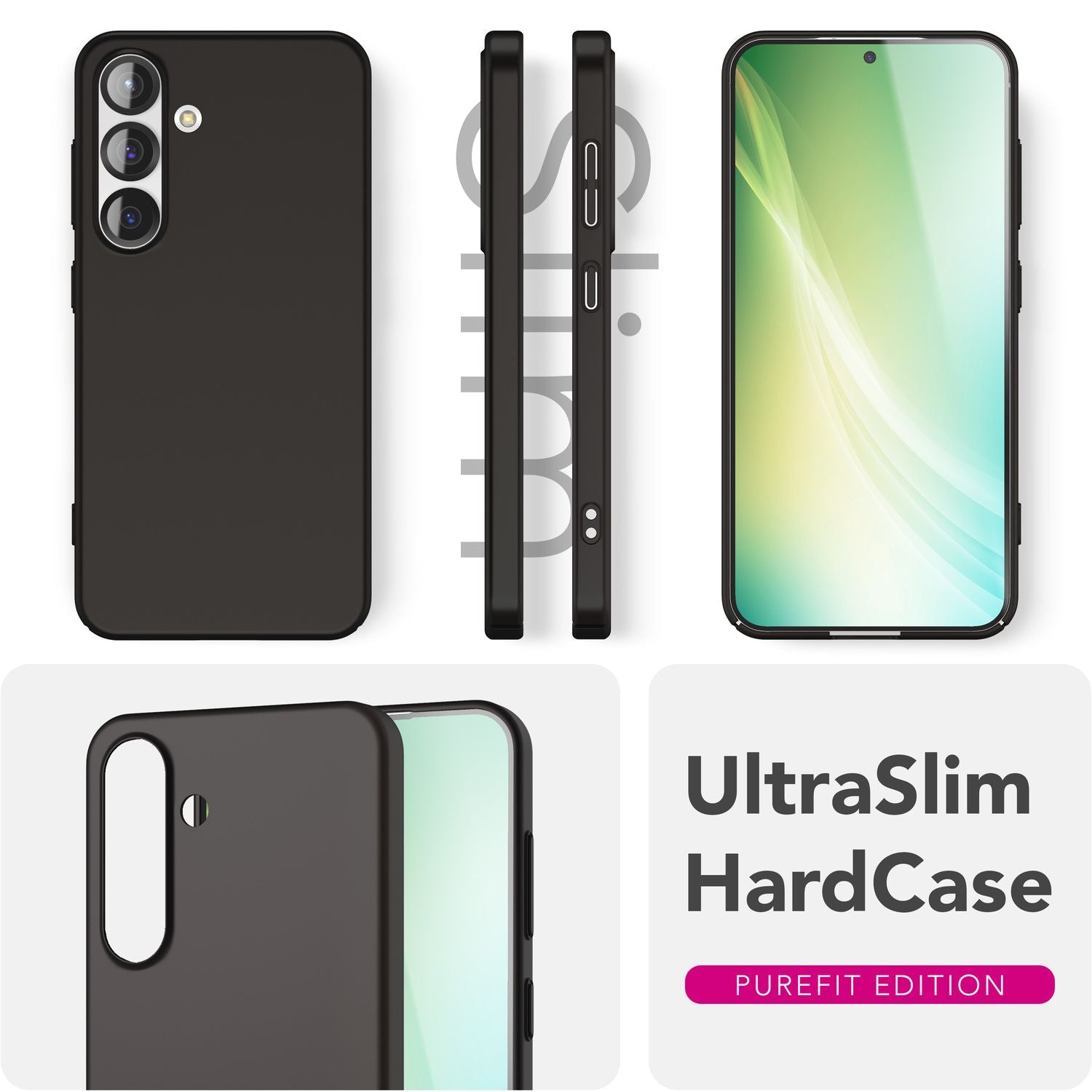 NALIA PureFit für Samsung Galaxy S25 Hülle, Ultradünnes 0,5mm Hardcase im schlanken Design, Mattierte Elegante Leichte Schutzhülle, Ultra Slim Anti-Fingerprint Etui Tiefschwarz NALIA SlimFit Hülle