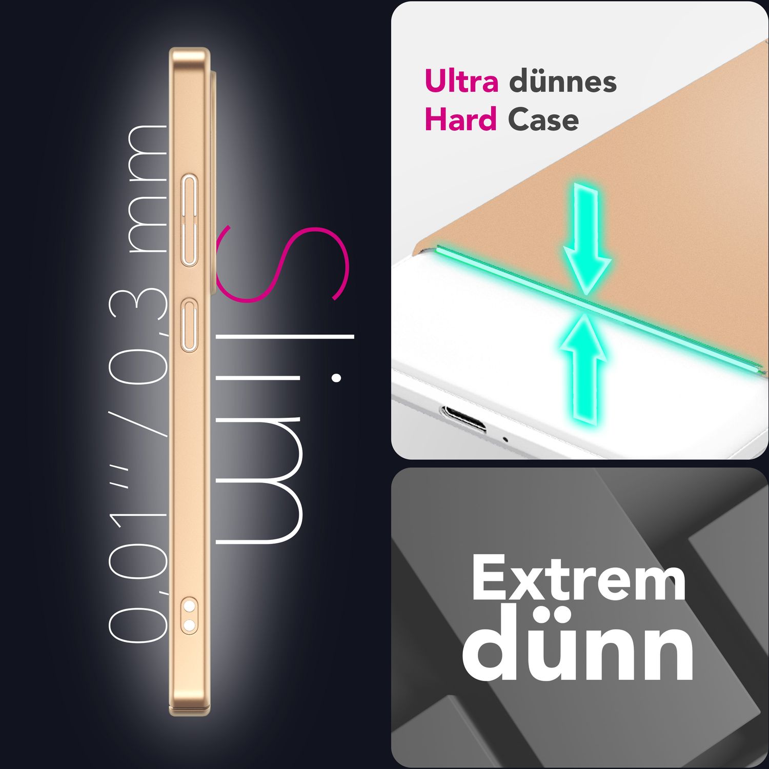 NALIA PureFit für Samsung Galaxy S25 Hülle, Ultradünnes 0,5mm Hardcase im schlanken Design, Mattierte Elegante Leichte Schutzhülle, Ultra Slim Anti-Fingerprint Etui Champagner Gold NALIA SlimFit Hülle