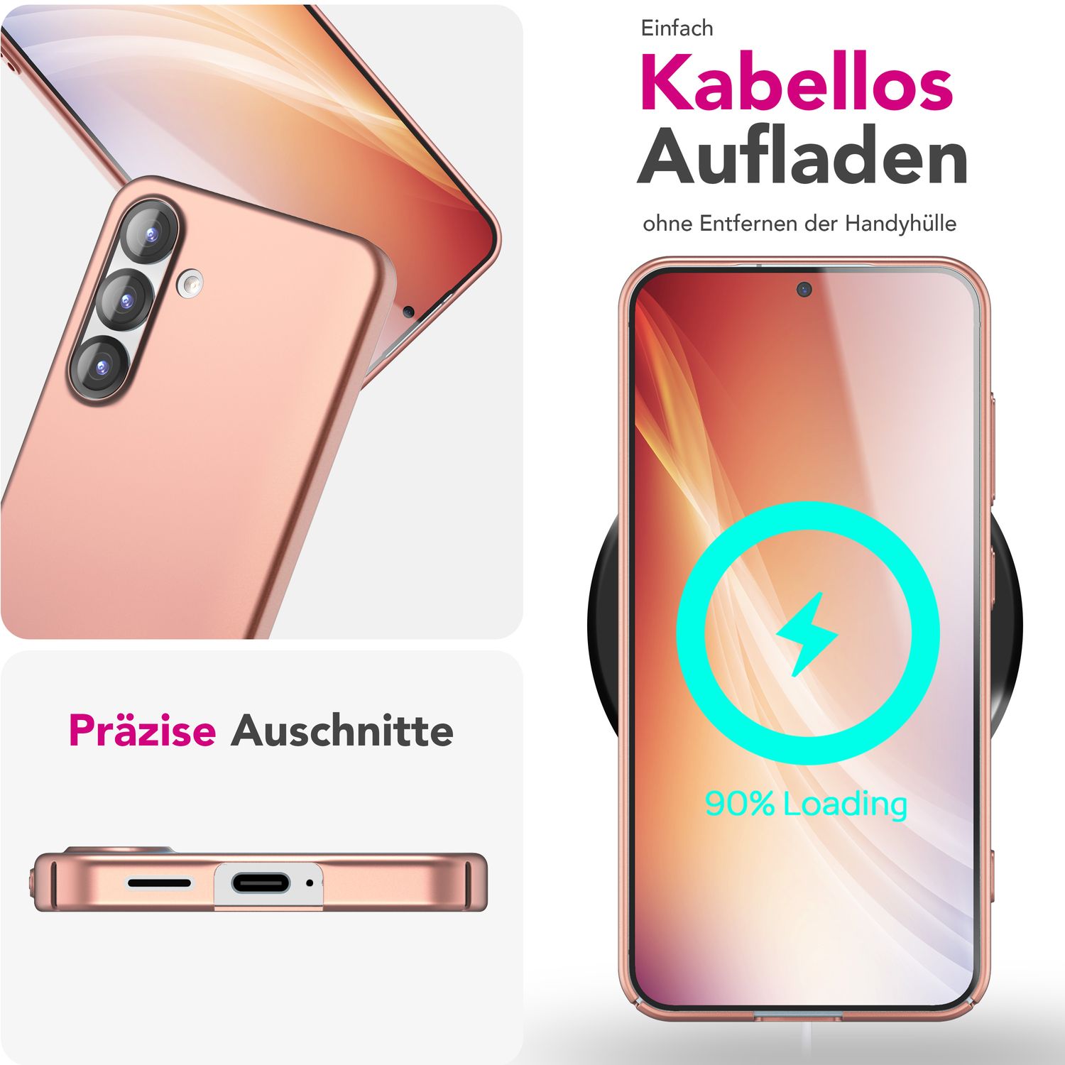 NALIA PureFit für Samsung Galaxy S25 Hülle, Ultradünnes 0,5mm Hardcase im schlanken Design, Mattierte Elegante Leichte Schutzhülle, Ultra Slim Anti-Fingerprint Etui Altroségold NALIA SlimFit Hülle