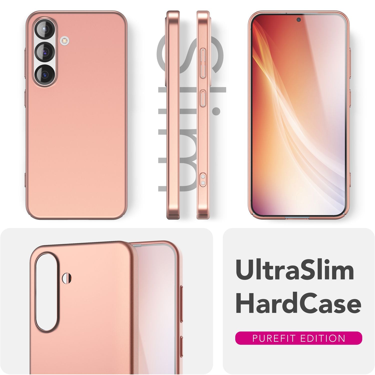 NALIA PureFit für Samsung Galaxy S25 Hülle, Ultradünnes 0,5mm Hardcase im schlanken Design, Mattierte Elegante Leichte Schutzhülle, Ultra Slim Anti-Fingerprint Etui Altroségold NALIA SlimFit Hülle