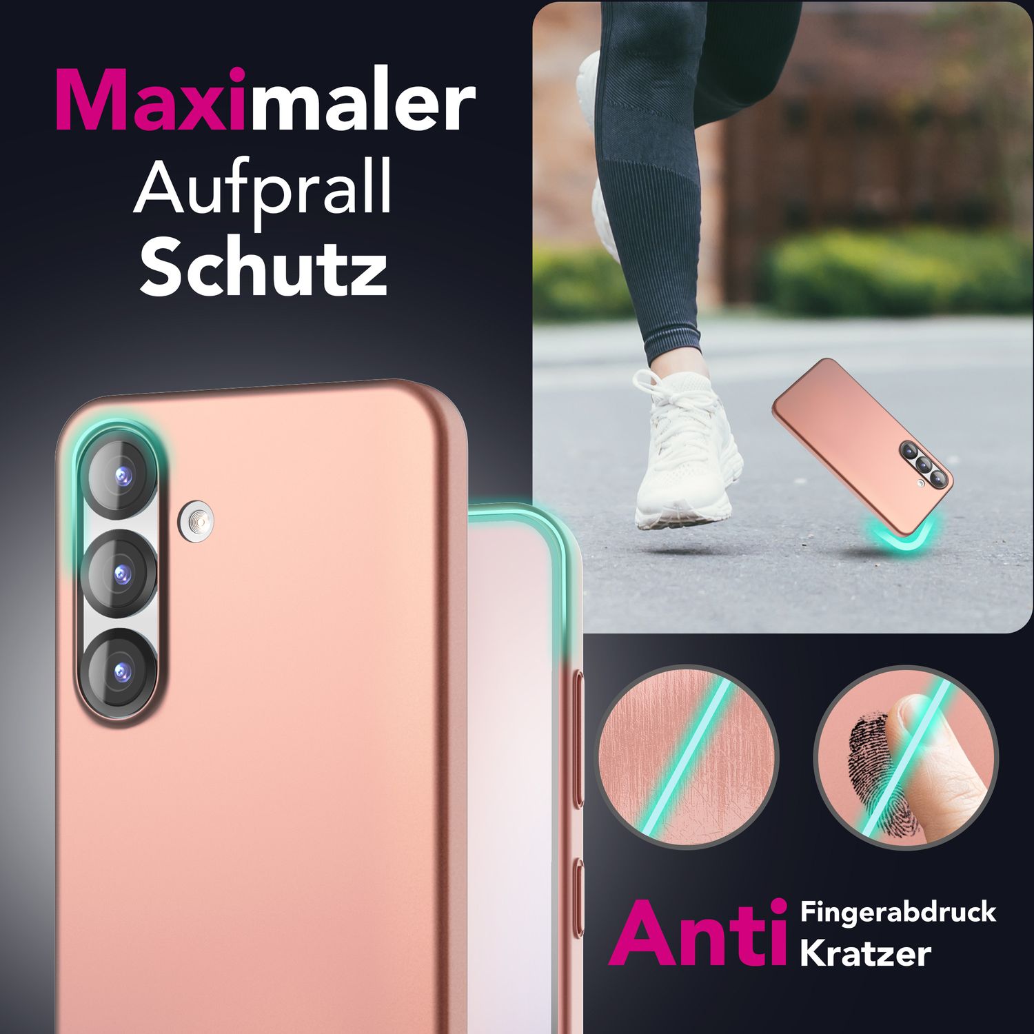 NALIA PureFit für Samsung Galaxy S25 Plus Hülle, Schlanke 0,5mm Schutzhülle im Mattierten Ultra-Slim Design, Dünnes Leichtes Hardcover, Fingerabdruck-Resistent Altroségold NALIA SlimFit Hülle