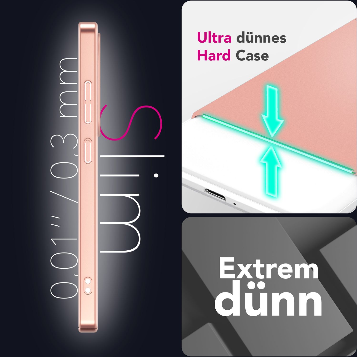 NALIA PureFit für Samsung Galaxy S25 Plus Hülle, Schlanke 0,5mm Schutzhülle im Mattierten Ultra-Slim Design, Dünnes Leichtes Hardcover, Fingerabdruck-Resistent Altroségold NALIA SlimFit Hülle