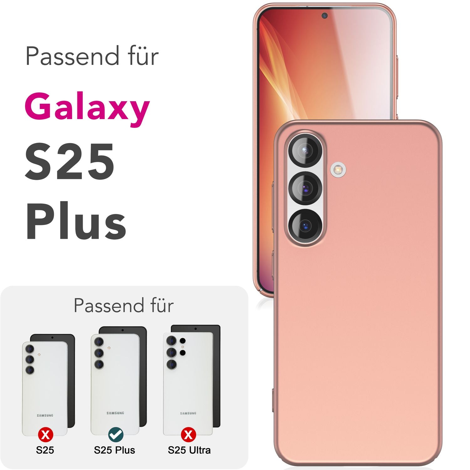 NALIA PureFit für Samsung Galaxy S25 Plus Hülle, Schlanke 0,5mm Schutzhülle im Mattierten Ultra-Slim Design, Dünnes Leichtes Hardcover, Fingerabdruck-Resistent Altroségold NALIA SlimFit Hülle