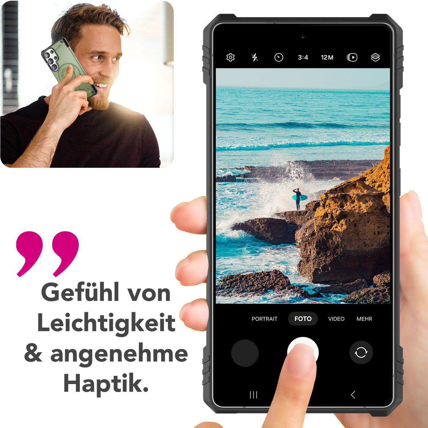 NALIA Granite für Samsung Galaxy S25 Ultra Hülle für MagSafe, Armor Panzerhülle, Extrem Robuste Resistente Militär Schutzhülle, mit Magnet-Ring und Kamera-Stand Armor Titan Grün NALIA Protective Hülle