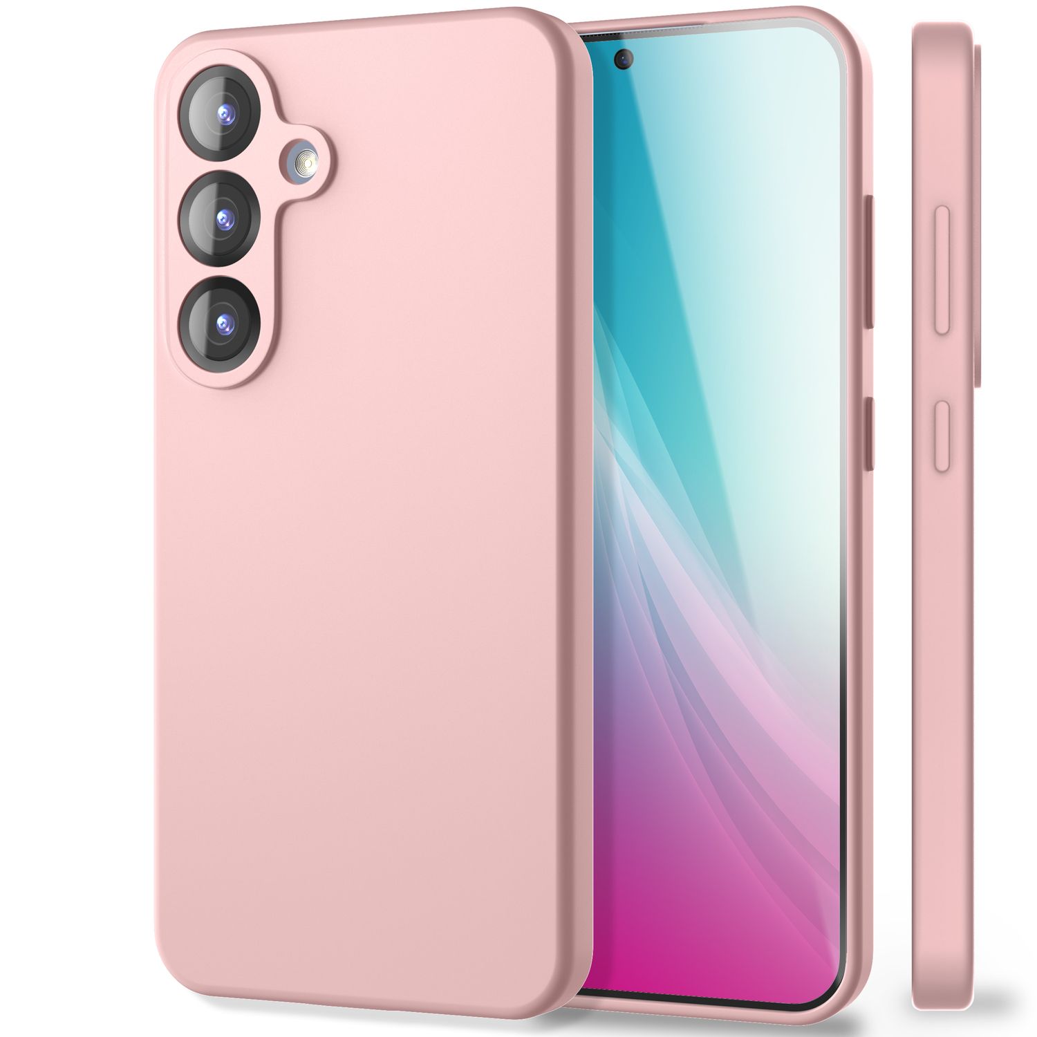 NALIA Phoenix für Samsung Galaxy S25 Plus Hülle, Abwischbare Geschmeidige Flüssigsilikon Handyhülle, Inneres Mikrofaser-Futter, Samtig Weiche Silikon Schutzhülle Puderrosa NALIA Protective Hülle