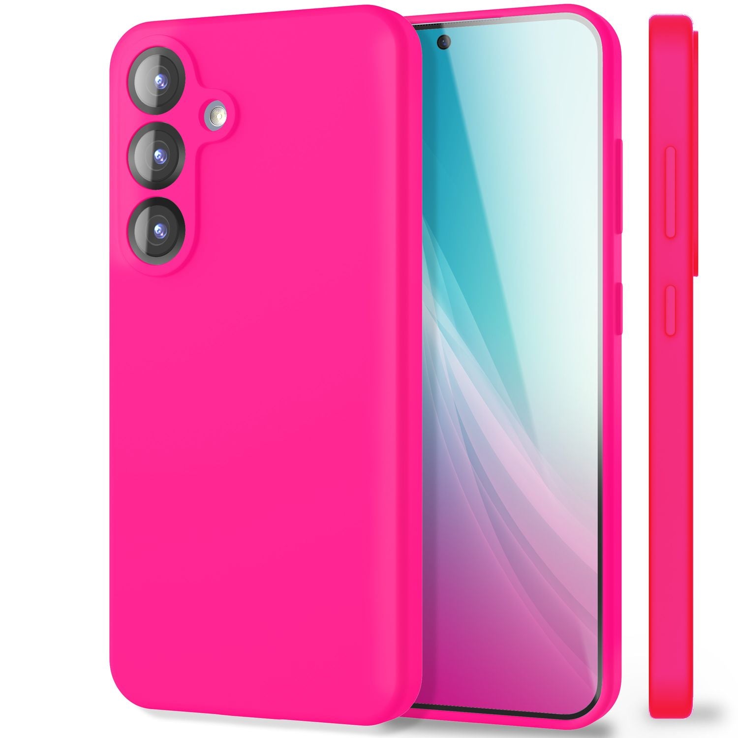 NALIA Phoenix für Samsung Galaxy S25 Plus Hülle, Abwischbare Geschmeidige Flüssigsilikon Handyhülle, Inneres Mikrofaser-Futter, Samtig Weiche Silikon Schutzhülle Neon Pink NALIA Protective Hülle
