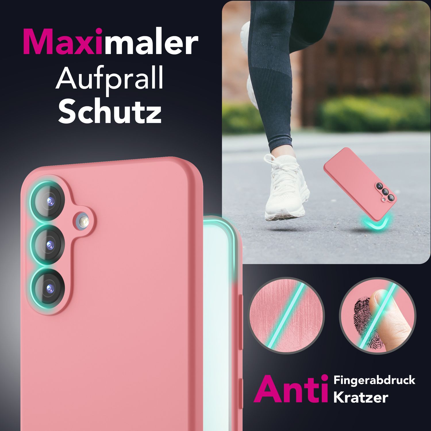 NALIA Phoenix für Samsung Galaxy S25 Plus Hülle, Abwischbare Geschmeidige Flüssigsilikon Handyhülle, Inneres Mikrofaser-Futter, Samtig Weiche Silikon Schutzhülle Sanftrosa NALIA Protective Hülle
