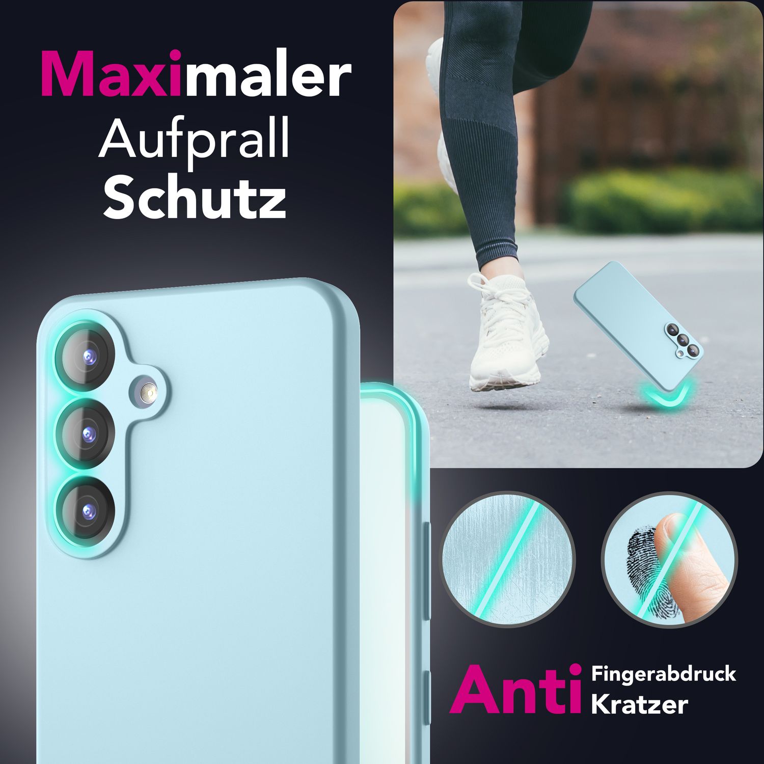 NALIA Phoenix für Samsung Galaxy S25 Plus Hülle, Abwischbare Geschmeidige Flüssigsilikon Handyhülle, Inneres Mikrofaser-Futter, Samtig Weiche Silikon Schutzhülle Eisblau NALIA Protective Hülle