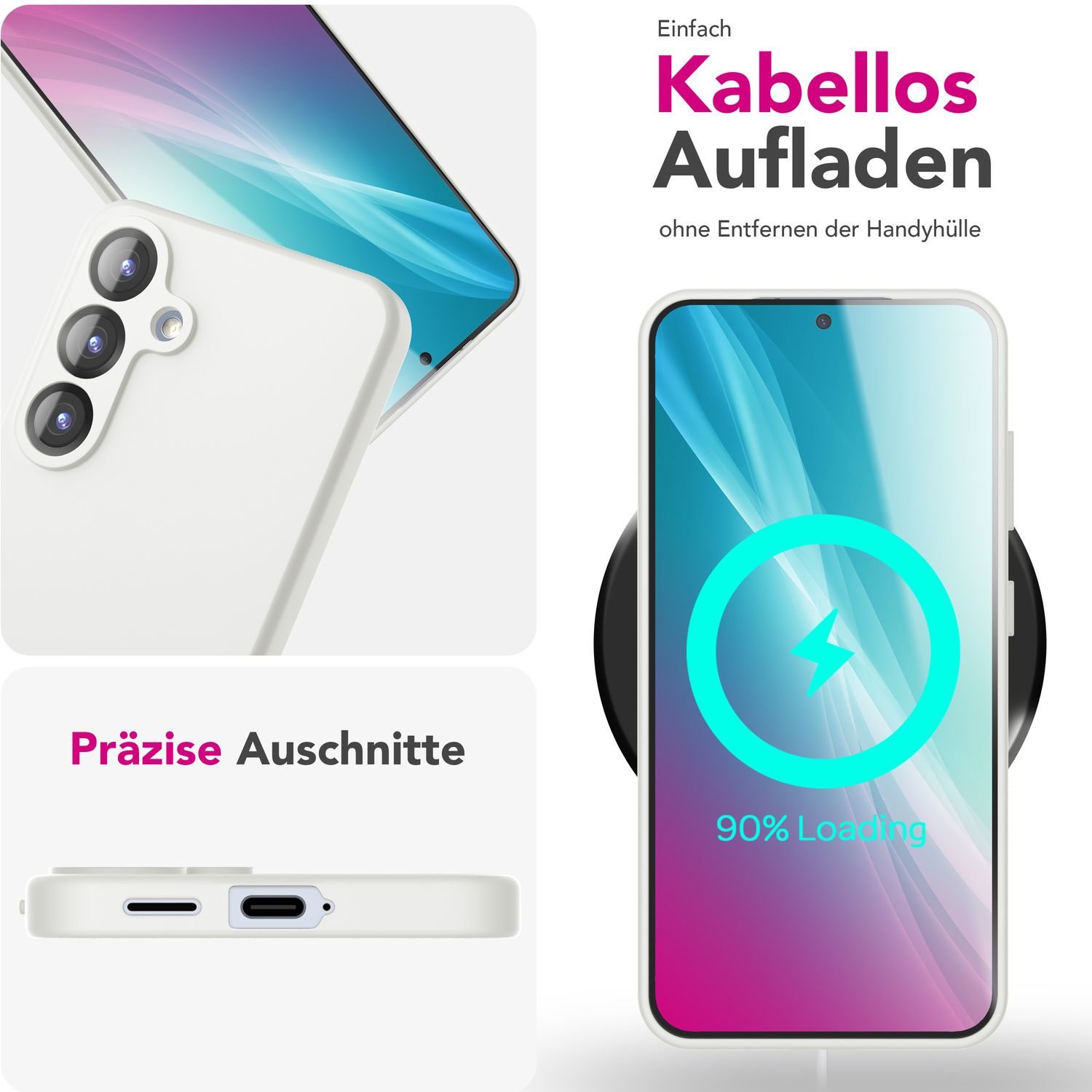 NALIA Phoenix für Samsung Galaxy S25 Plus Hülle, Abwischbare Geschmeidige Flüssigsilikon Handyhülle, Inneres Mikrofaser-Futter, Samtig Weiche Silikon Schutzhülle Schneeweiß NALIA Protective Hülle