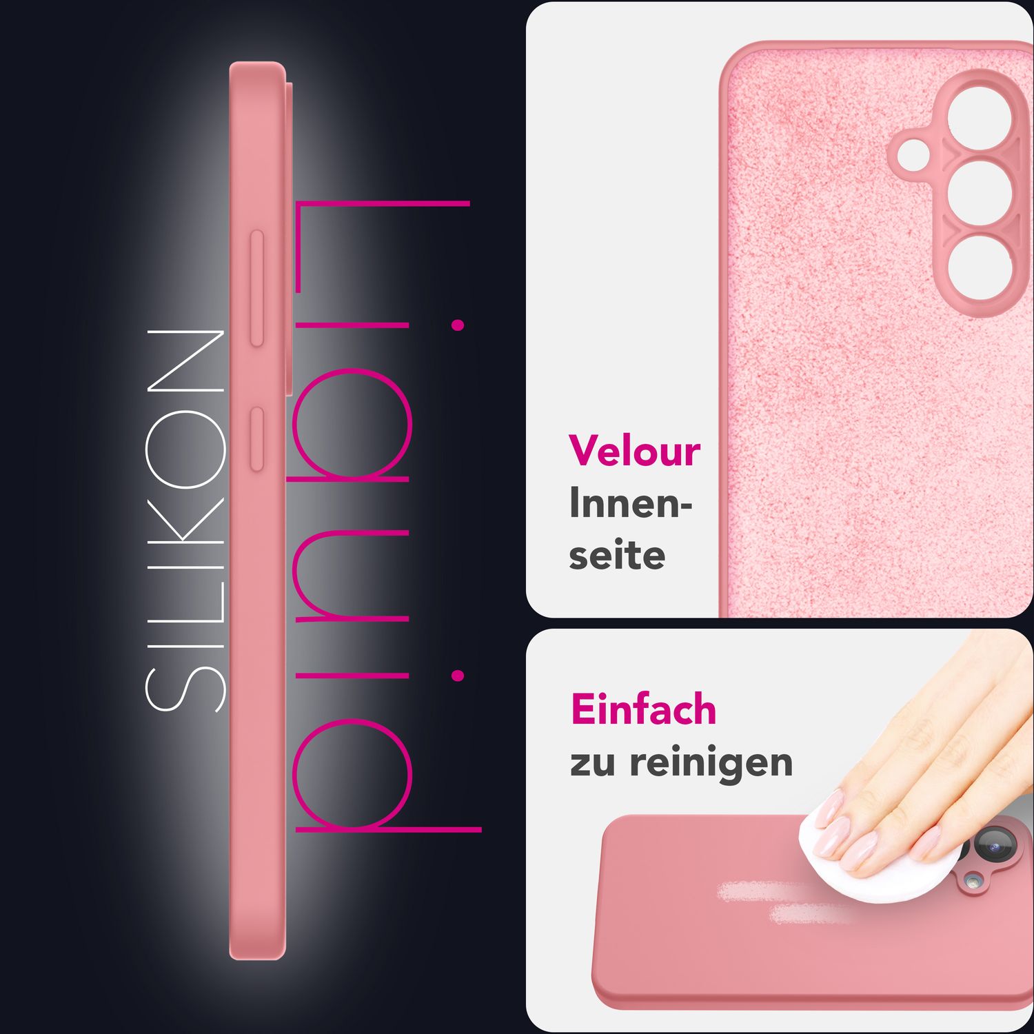 NALIA Phoenix für Samsung Galaxy S25 Plus Hülle, Abwischbare Geschmeidige Flüssigsilikon Handyhülle, Inneres Mikrofaser-Futter, Samtig Weiche Silikon Schutzhülle Sanftrosa NALIA Protective Hülle