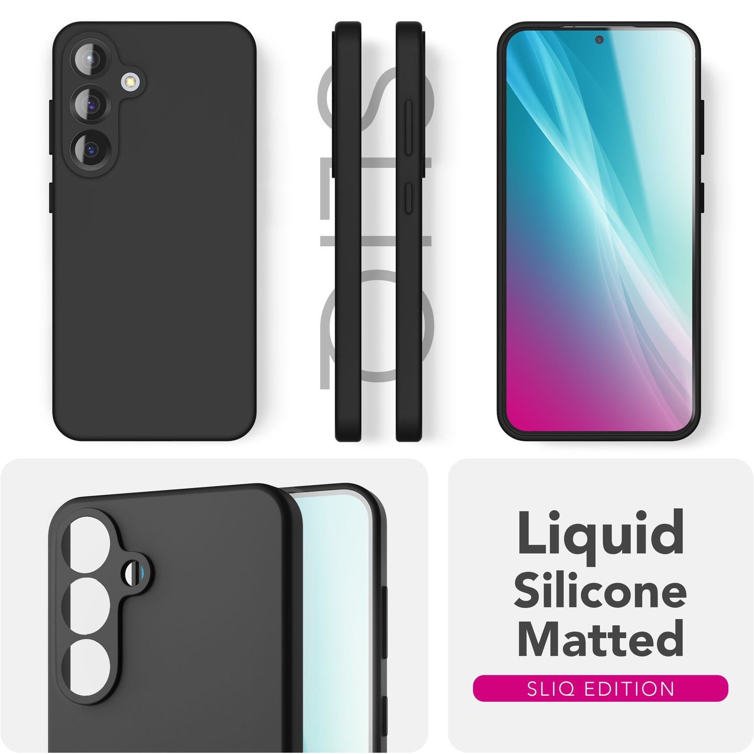 NALIA Phoenix für Samsung Galaxy S25 Plus Hülle, Abwischbare Geschmeidige Flüssigsilikon Handyhülle, Inneres Mikrofaser-Futter, Samtig Weiche Silikon Schutzhülle Graphit Schwarz NALIA Protective Hülle