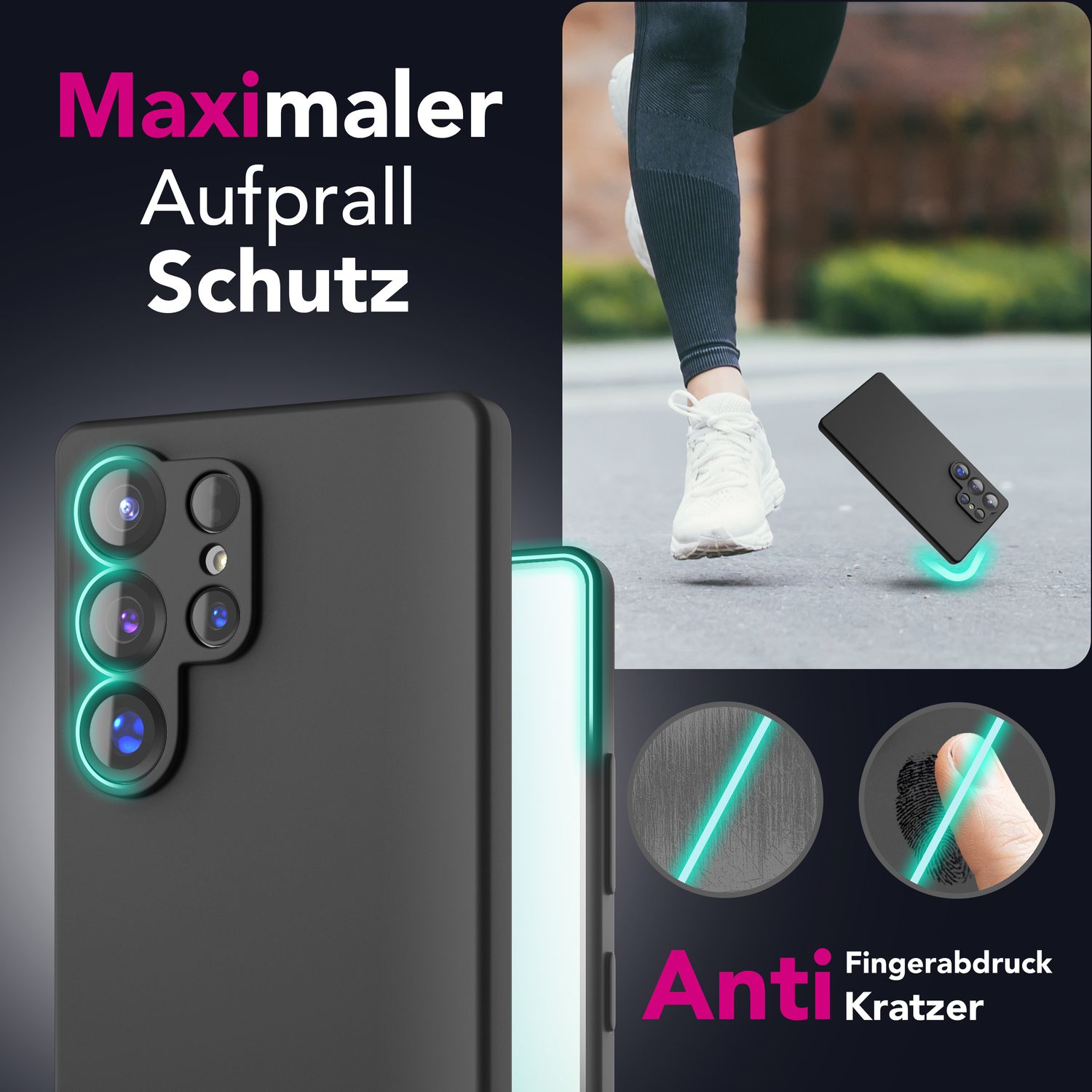NALIA Phoenix für Samsung Galaxy S25 Ultra Hülle, Abwischbare Samt-Weiche Flüssigsilikon Handyhülle, Mikrofaser-Innenfutter, Dünne Rutschfeste Silikon Schutzhülle Graphit Schwarz NALIA Protective Hülle