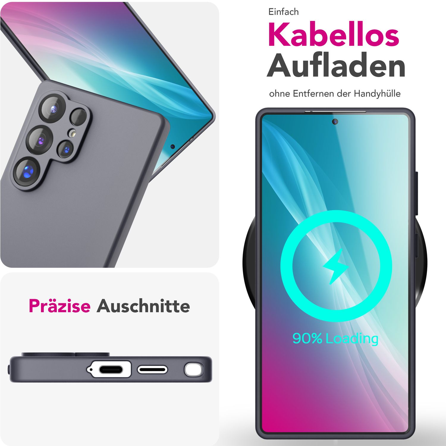 NALIA Phoenix für Samsung Galaxy S25 Ultra Hülle, Abwischbare Samt-Weiche Flüssigsilikon Handyhülle, Mikrofaser-Innenfutter, Dünne Rutschfeste Silikon Schutzhülle Aschgrau NALIA Protective Hülle