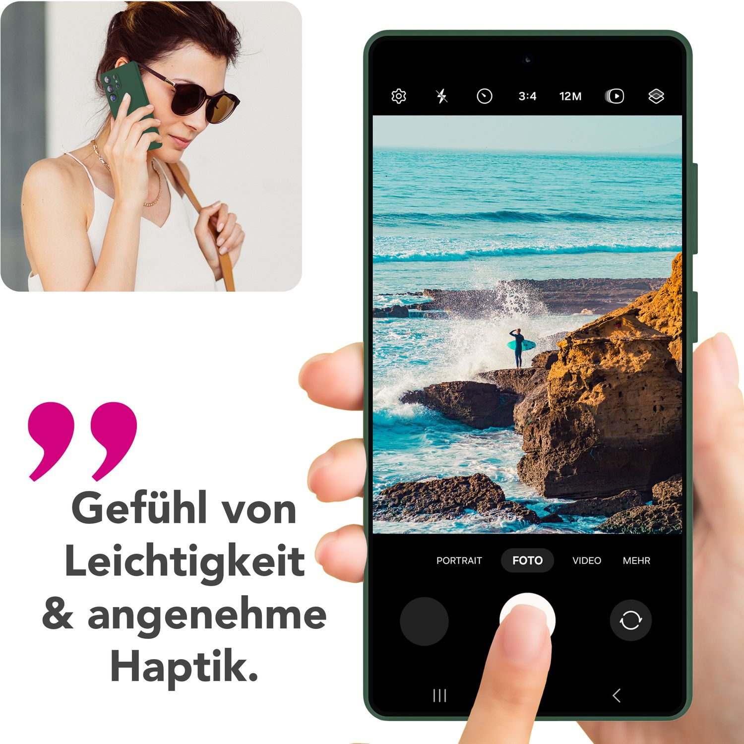 NALIA Phoenix für Samsung Galaxy S25 Ultra Hülle, Abwischbare Samt-Weiche Flüssigsilikon Handyhülle, Mikrofaser-Innenfutter, Dünne Rutschfeste Silikon Schutzhülle Waldnacht Grün NALIA Protective Hülle