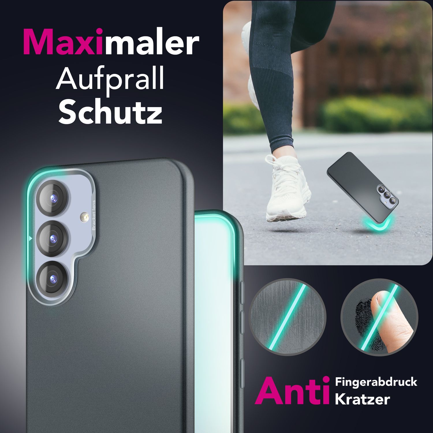 NALIA Overland für Samsung Galaxy S25 Hülle für MagSafe, Ultra Dünnes Hardcase mit Unsichtbarem Magnet-Ring, Ausklappbarer Kamera-Ständer, Mattierte Schutzhülle - Titan Schwarz Default Title NALIA Protective Hülle