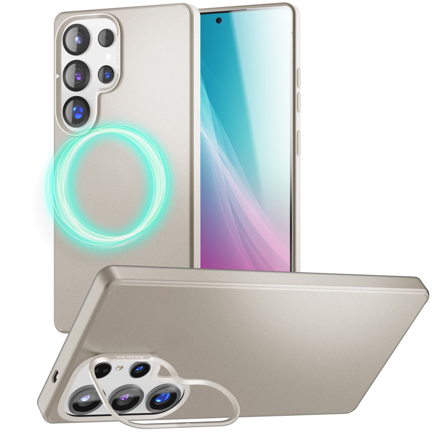 NALIA Overland für Samsung Galaxy S25 Ultra Hülle für MagSafe, Schlankes Hardcase mit Verstecktem Magnet-Ring, Klappbarer Kamera-Ständer, Ultra Dünne Matte Handyhülle