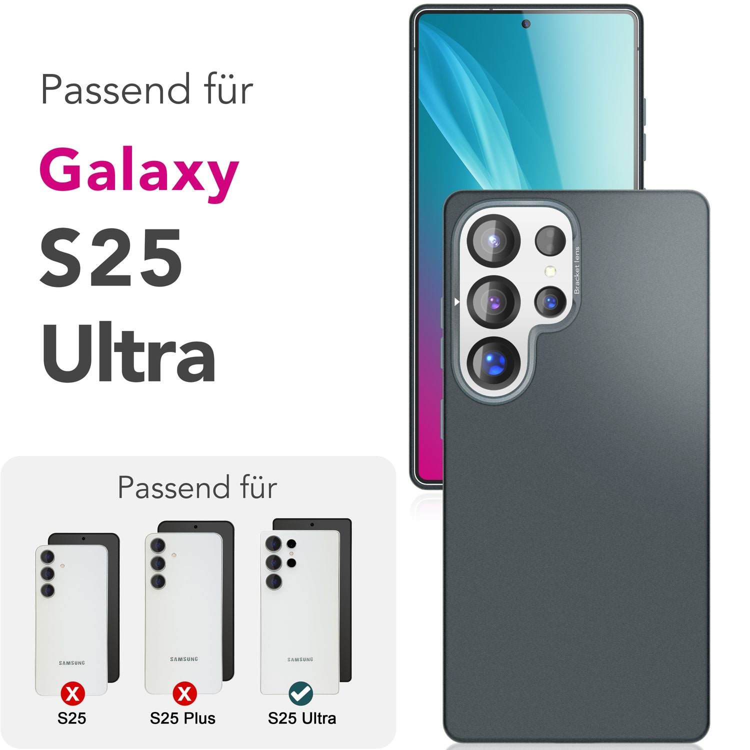 NALIA Overland für Samsung Galaxy S25 Ultra Hülle für MagSafe, Schlankes Hardcase mit Verstecktem Magnet-Ring, Klappbarer Kamera-Ständer, Ultra Dünne Matte Handyhülle