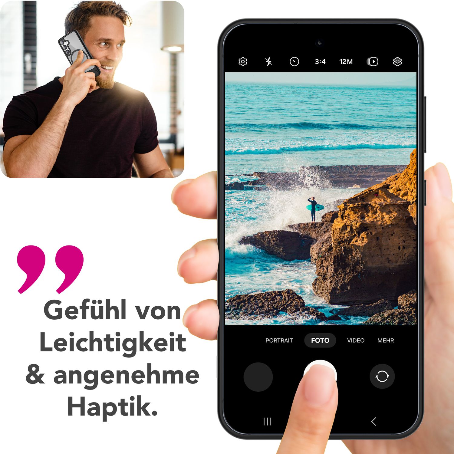 NALIA Triton für Samsung Galaxy S25 Plus Hülle für MagSafe, Magnethülle mit Klappbarem Stand, Ring für Magnetisches Laden, Halb-Transparente Schutzhülle mit schwarzem Silikon-Rand Default Title NALIA Protective Hülle