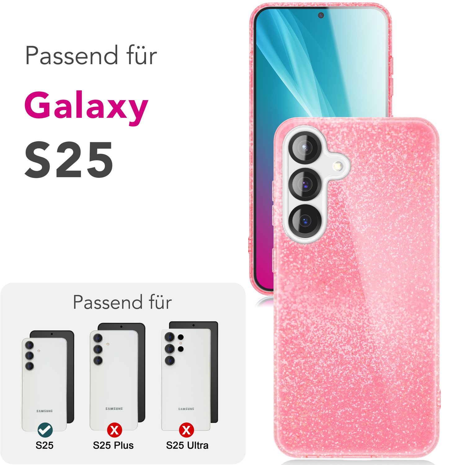 NALIA ShinePop für Samsung Galaxy S25 Hülle, Glänzende Glamour Glitzerhülle, Stabile Funkelnde Silikonhülle, Diamant Strass Glitzer Schutzhülle, Glitter Handyhülle