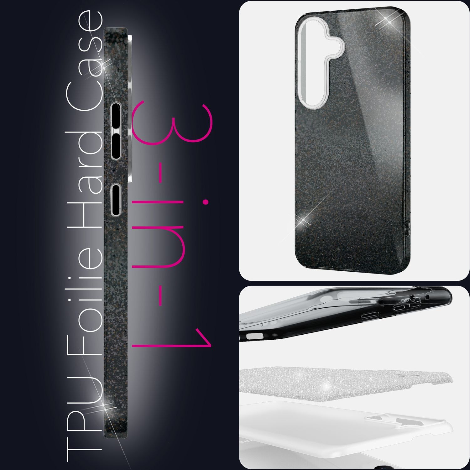 NALIA ShinePop für Samsung Galaxy S25 Plus Hülle, Schillernde Diamant Pailletten Glitzerhülle, Glänzende Robuste Silikon Schutzhülle, Brillante Glitzer Handyhülle