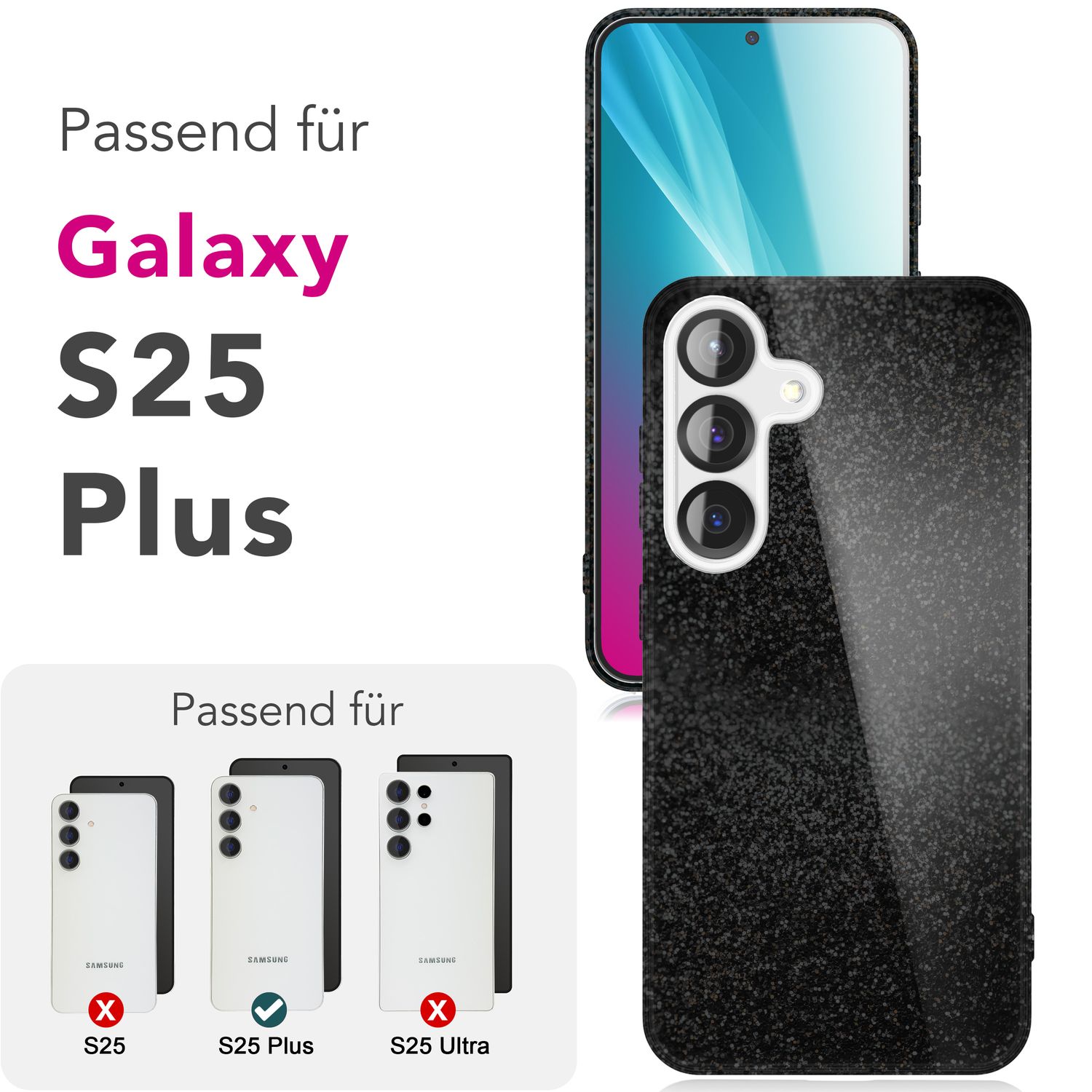 NALIA ShinePop für Samsung Galaxy S25 Plus Hülle, Schillernde Diamant Pailletten Glitzerhülle, Glänzende Robuste Silikon Schutzhülle, Brillante Glitzer Handyhülle