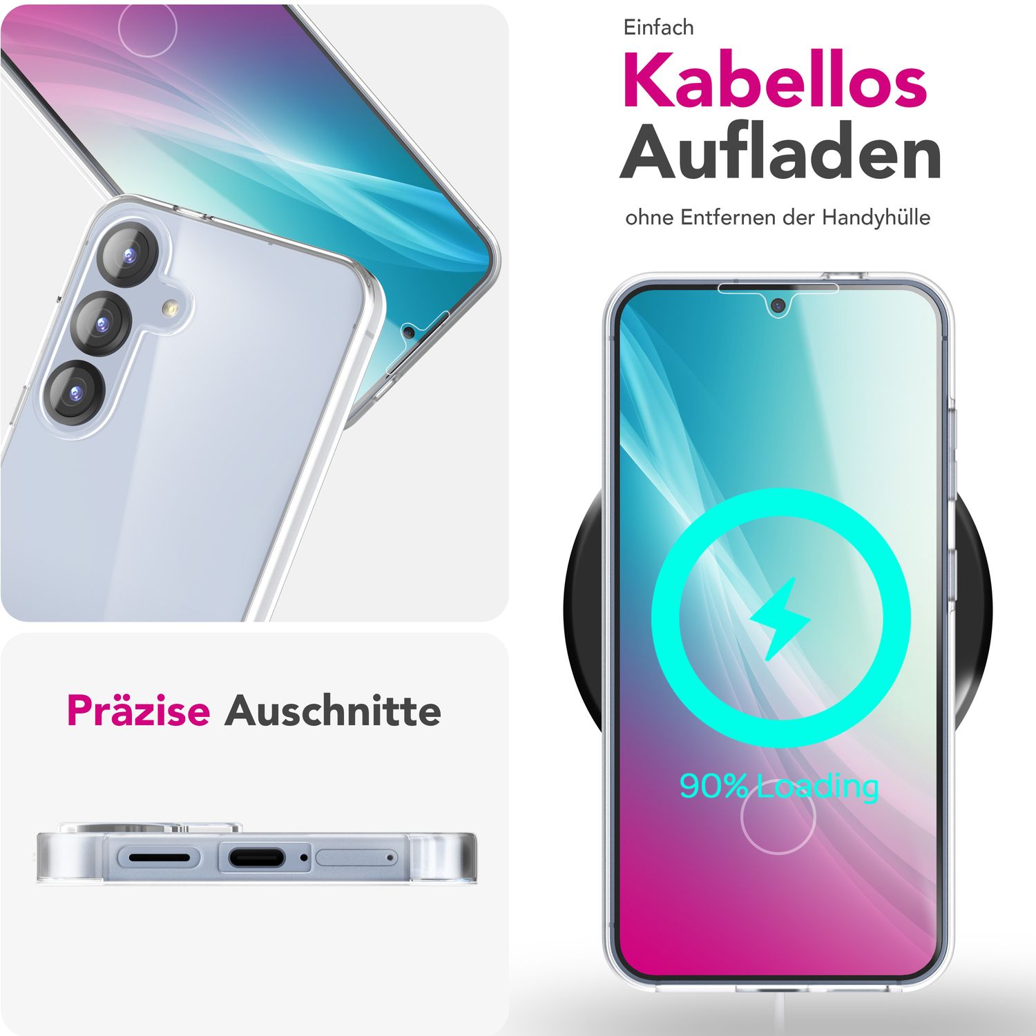 NALIA 360Guard für Samsung Galaxy S25 Plus Hülle, Transparente 360° Full-Body Schutzhülle, Anti-Gelb Effekt, Stabile Rückseite mit Frontfolie, Beidseitige Vollschutz Klarsichthülle Default Title NALIA Transparente Hülle