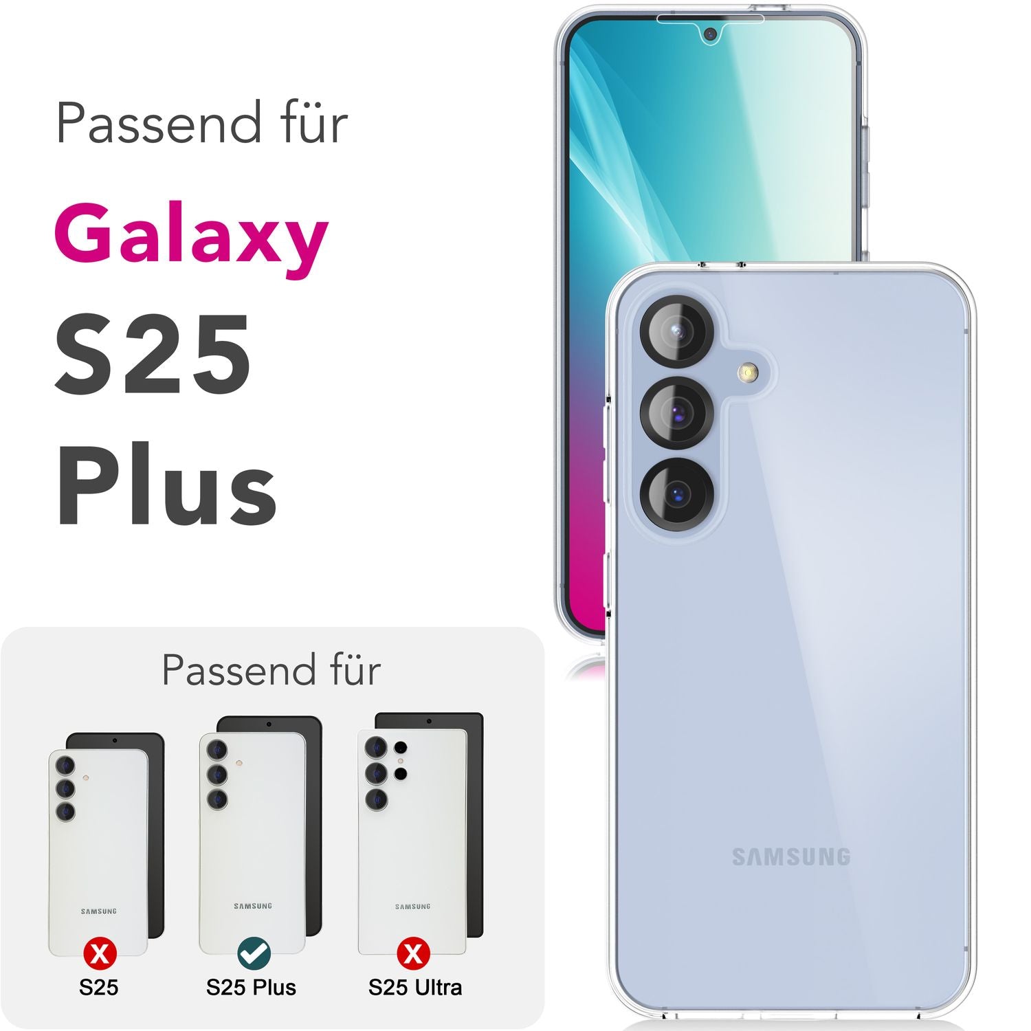 NALIA 360Guard für Samsung Galaxy S25 Plus Hülle, Transparente 360° Full-Body Schutzhülle, Anti-Gelb Effekt, Stabile Rückseite mit Frontfolie, Beidseitige Vollschutz Klarsichthülle Default Title NALIA Transparente Hülle