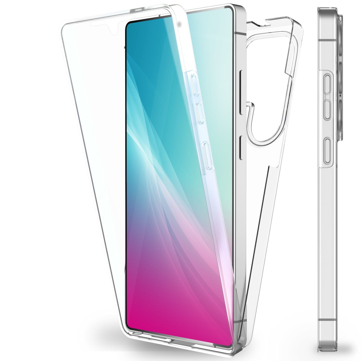 NALIA 360Guard für Samsung Galaxy S25 Ultra Hülle, Klare Stabile 360° Handy-Schale mit Displayschutz, Anti-Gelb Effekt, Transparente Zweitteilige Schutzhülle, Komplettschutz Cover