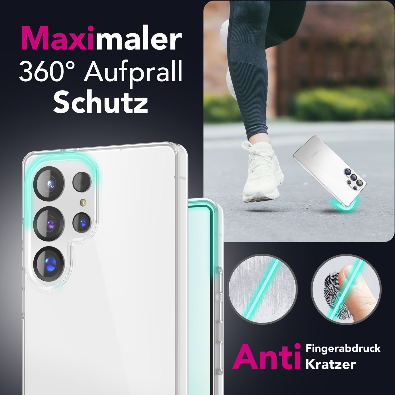 NALIA 360Guard für Samsung Galaxy S25 Ultra Hülle, Klare Stabile 360° Handy-Schale mit Displayschutz, Anti-Gelb Effekt, Transparente Zweitteilige Schutzhülle, Komplettschutz Cover Default Title NALIA Transparente Hülle