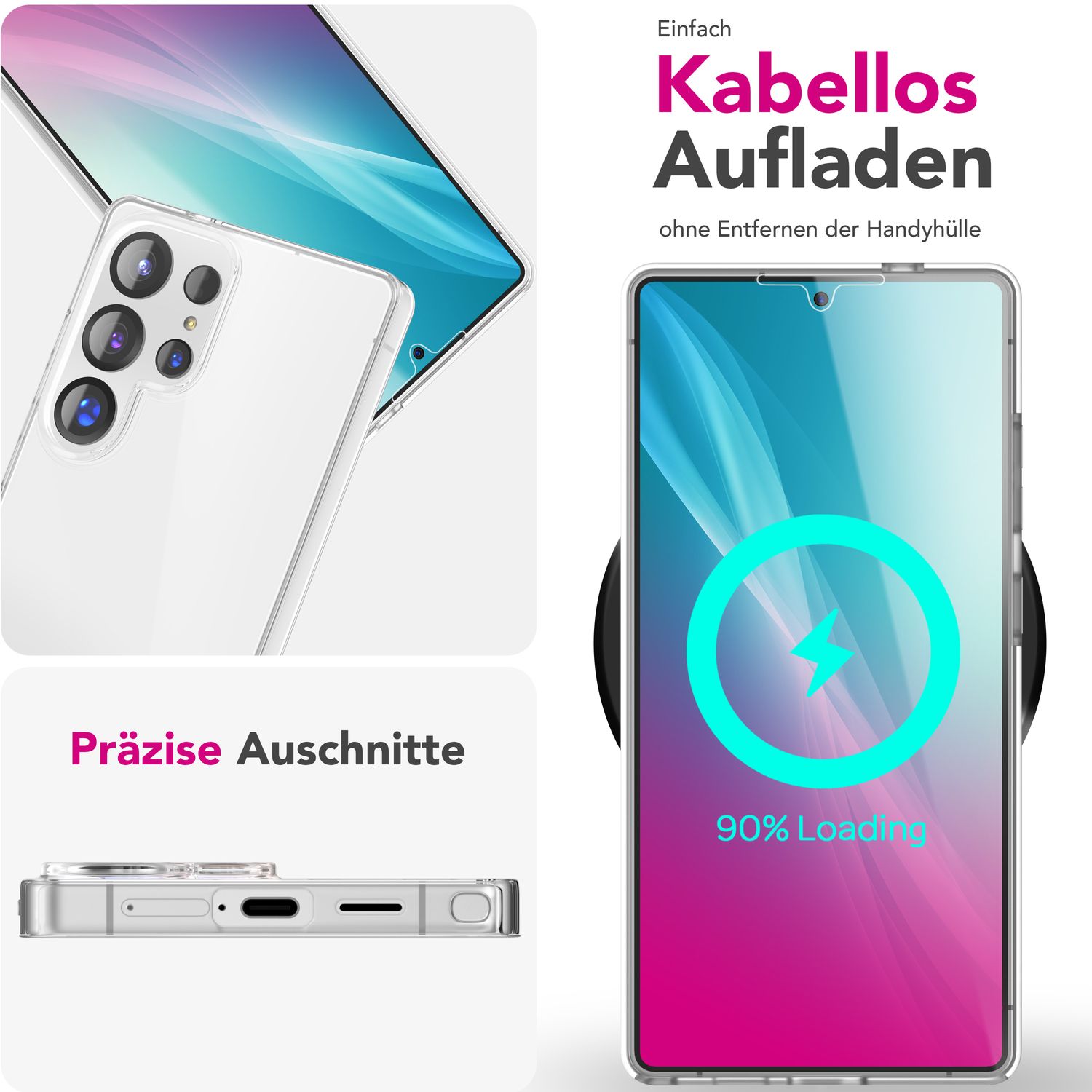 NALIA 360Guard für Samsung Galaxy S25 Ultra Hülle, Klare Stabile 360° Handy-Schale mit Displayschutz, Anti-Gelb Effekt, Transparente Zweitteilige Schutzhülle, Komplettschutz Cover Default Title NALIA Transparente Hülle