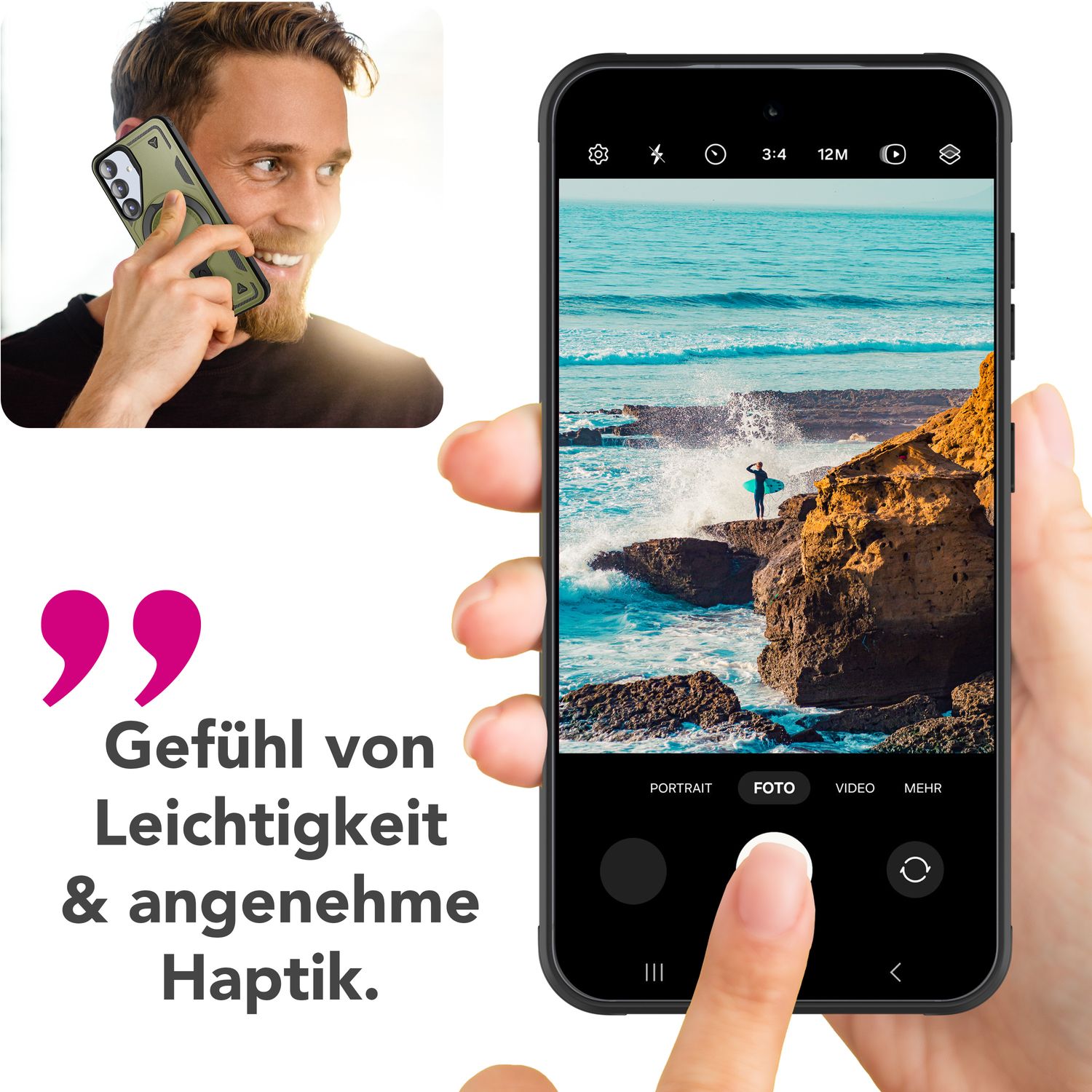 NALIA Stormguard für Samsung Galaxy S25 Hülle für MagSafe, Armor Fallschutz Ringhülle, Stoßfeste Schutzhülle mit 360° Rotationsring für Ständer und Magnetisch Laden Titan Grün NALIA Outdoor Hülle