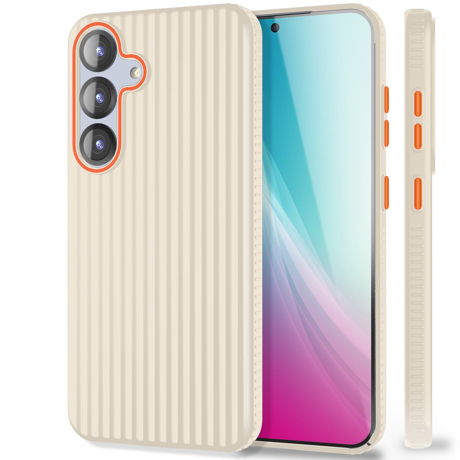 NALIA Nova für Samsung Galaxy S25 Hülle, Ultra-Dünne Harte Schutzhülle mit Wellenstruktur im Metall Look, Rutschfeste Handyhülle mit Fingerabdruck-Resistenz Stahlgrau NALIA SlimFit Hülle