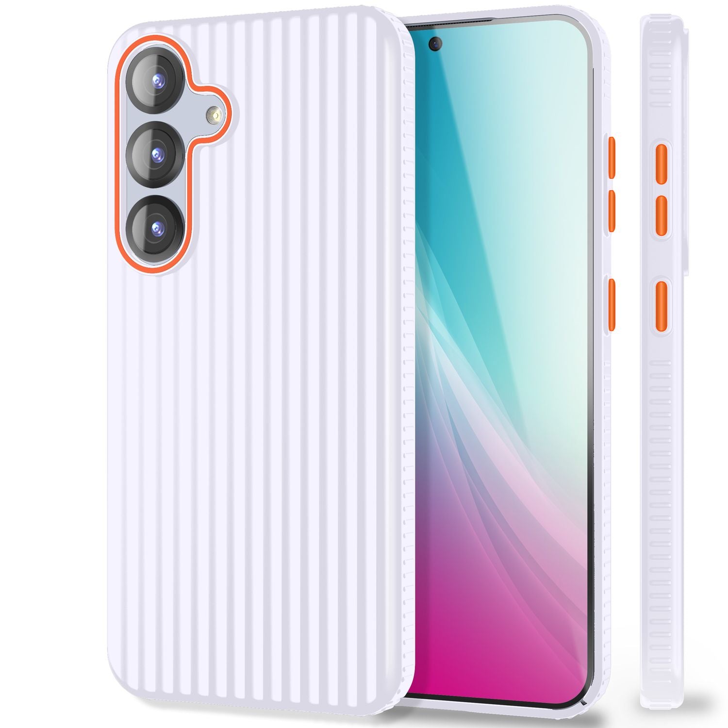 NALIA Nova für Samsung Galaxy S25 Hülle, Ultra-Dünne Harte Schutzhülle mit Wellenstruktur im Metall Look, Rutschfeste Handyhülle mit Fingerabdruck-Resistenz Violettblüte NALIA SlimFit Hülle