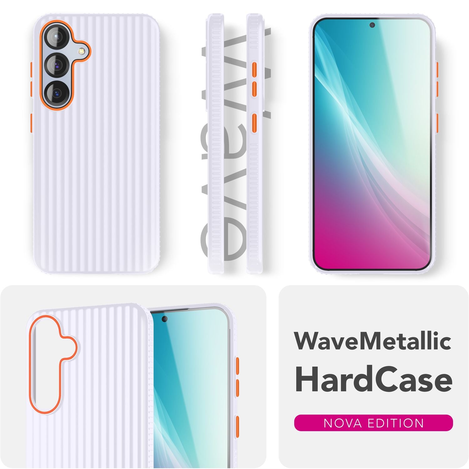 NALIA Nova für Samsung Galaxy S25 Hülle, Ultra-Dünne Harte Schutzhülle mit Wellenstruktur im Metall Look, Rutschfeste Handyhülle mit Fingerabdruck-Resistenz Violettblüte NALIA SlimFit Hülle