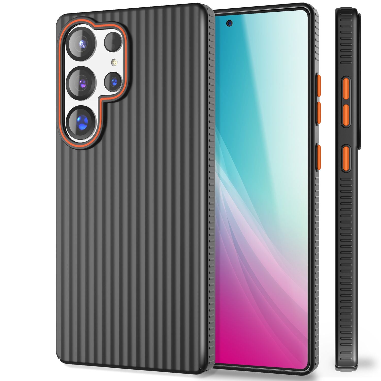 NALIA Nova für Samsung Galaxy S25 Ultra Hülle, Dünnes Hardcover in Metall Optik, mit Wellenstruktur Rillen Design, Rutschfeste Anti-Fingerabdruck Schutzhülle