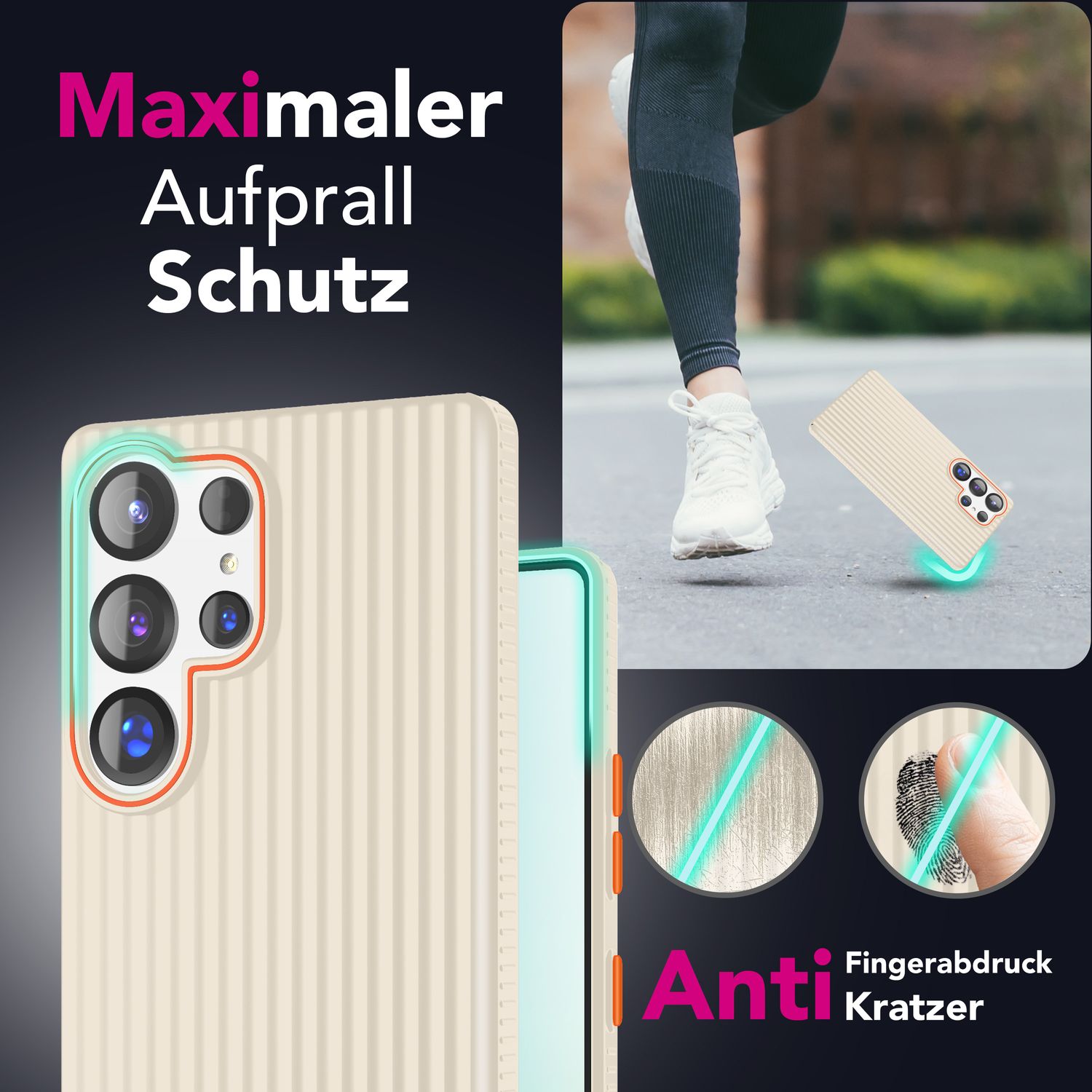 NALIA Nova für Samsung Galaxy S25 Ultra Hülle, Dünnes Hardcover in Metall Optik, mit Wellenstruktur Rillen Design, Rutschfeste Anti-Fingerabdruck Schutzhülle Stahlgrau NALIA SlimFit Hülle
