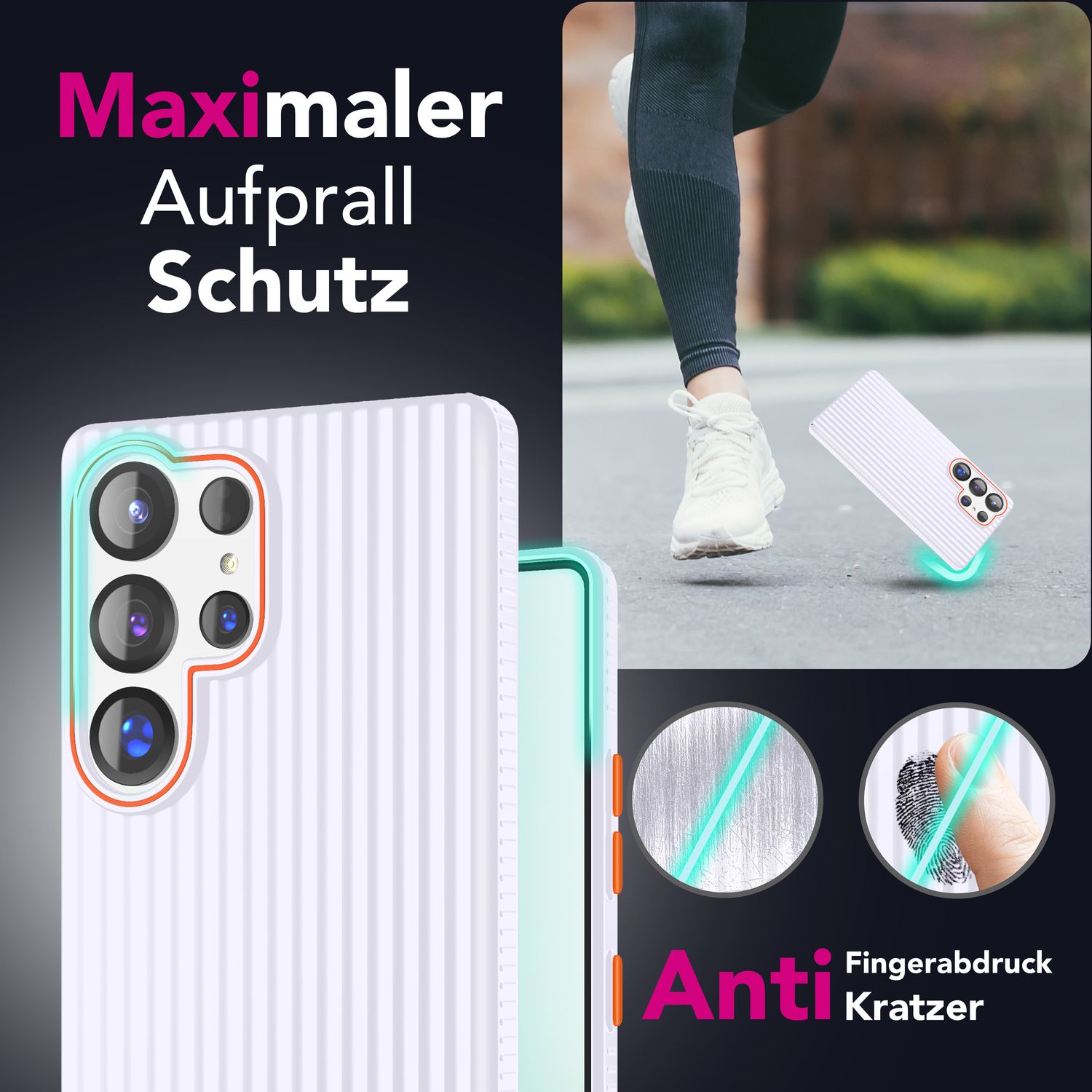 NALIA Nova für Samsung Galaxy S25 Ultra Hülle, Dünnes Hardcover in Metall Optik, mit Wellenstruktur Rillen Design, Rutschfeste Anti-Fingerabdruck Schutzhülle Violettblüte NALIA SlimFit Hülle