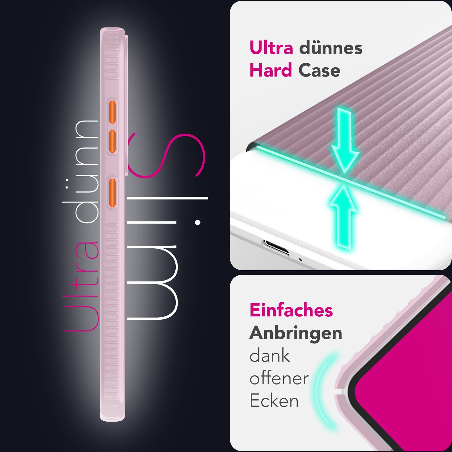 NALIA Nova für Samsung Galaxy S25 Ultra Hülle, Dünnes Hardcover in Metall Optik, mit Wellenstruktur Rillen Design, Rutschfeste Anti-Fingerabdruck Schutzhülle Puderrosa NALIA SlimFit Hülle