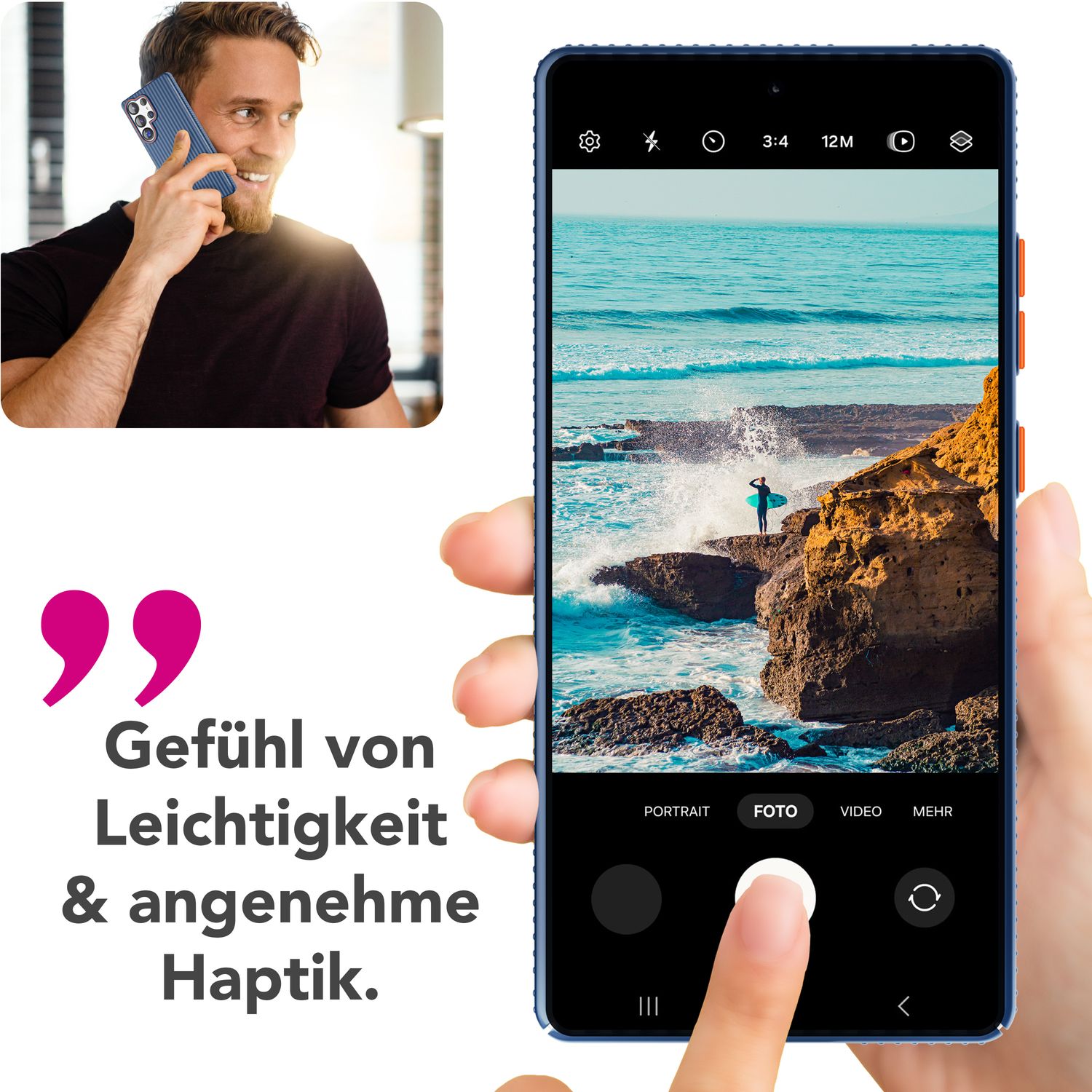 NALIA Nova für Samsung Galaxy S25 Ultra Hülle, Dünnes Hardcover in Metall Optik, mit Wellenstruktur Rillen Design, Rutschfeste Anti-Fingerabdruck Schutzhülle Tiefsee Blau NALIA SlimFit Hülle