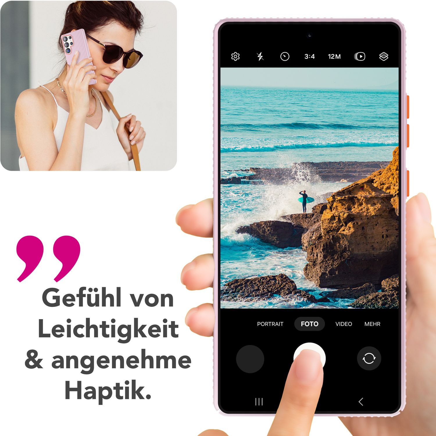 NALIA Nova für Samsung Galaxy S25 Ultra Hülle, Dünnes Hardcover in Metall Optik, mit Wellenstruktur Rillen Design, Rutschfeste Anti-Fingerabdruck Schutzhülle Puderrosa NALIA SlimFit Hülle