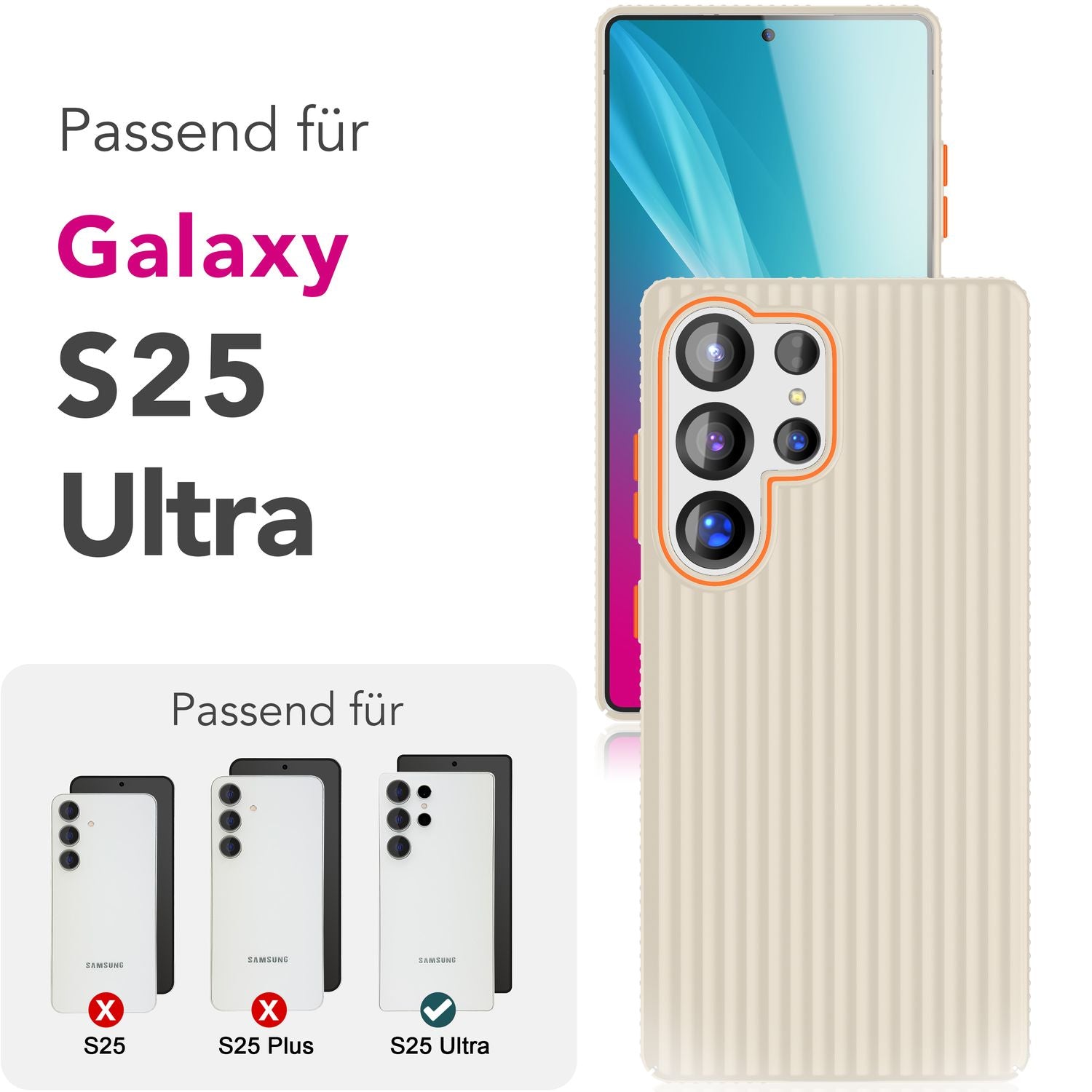 NALIA Nova für Samsung Galaxy S25 Ultra Hülle, Dünnes Hardcover in Metall Optik, mit Wellenstruktur Rillen Design, Rutschfeste Anti-Fingerabdruck Schutzhülle Stahlgrau NALIA SlimFit Hülle